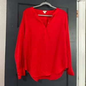 Red silk tunic j crew S